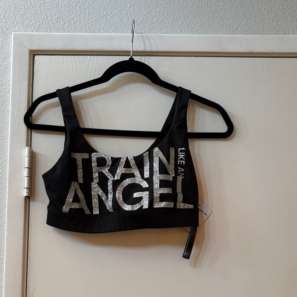 Victoria secret sports bra Black Crop Top with Silver Lettering